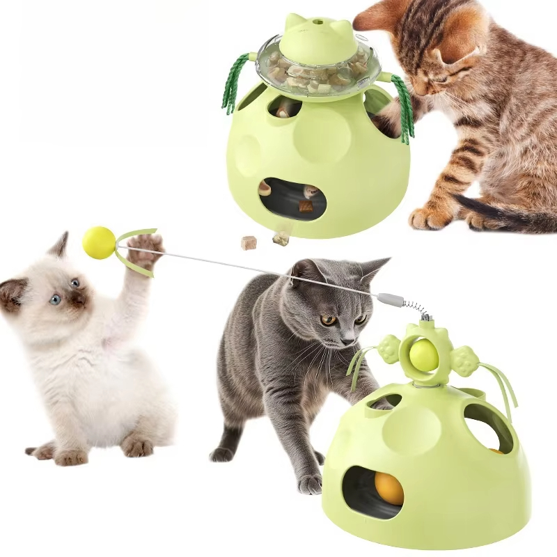 Nuevo juguete vendedor caliente del gato del catstick de la comida con fugas de la bola de la búsqueda del gato que hace girar 1