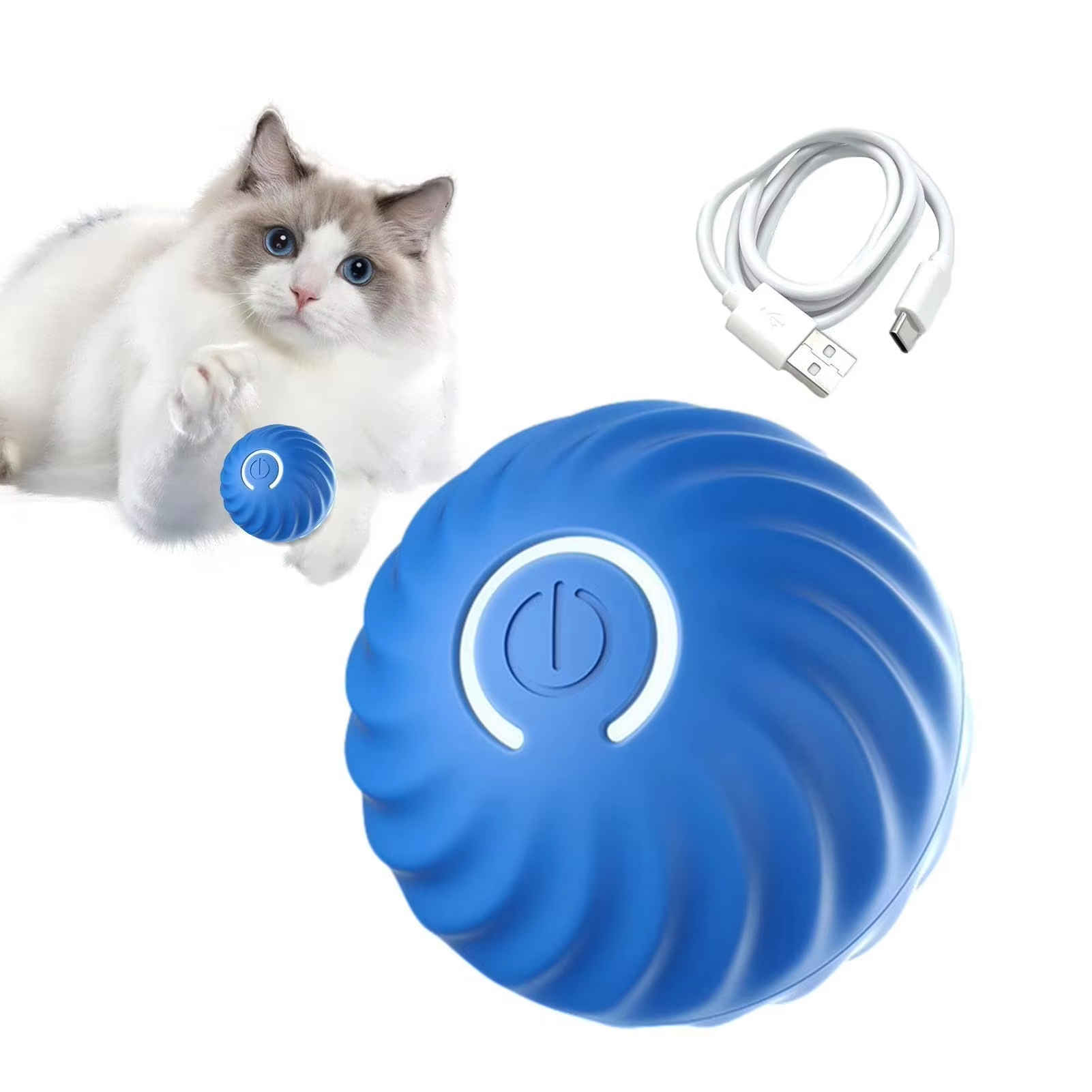 Blue-Smart - Pelota interactiva eléctrica recargable por USB para gatos y perros 1