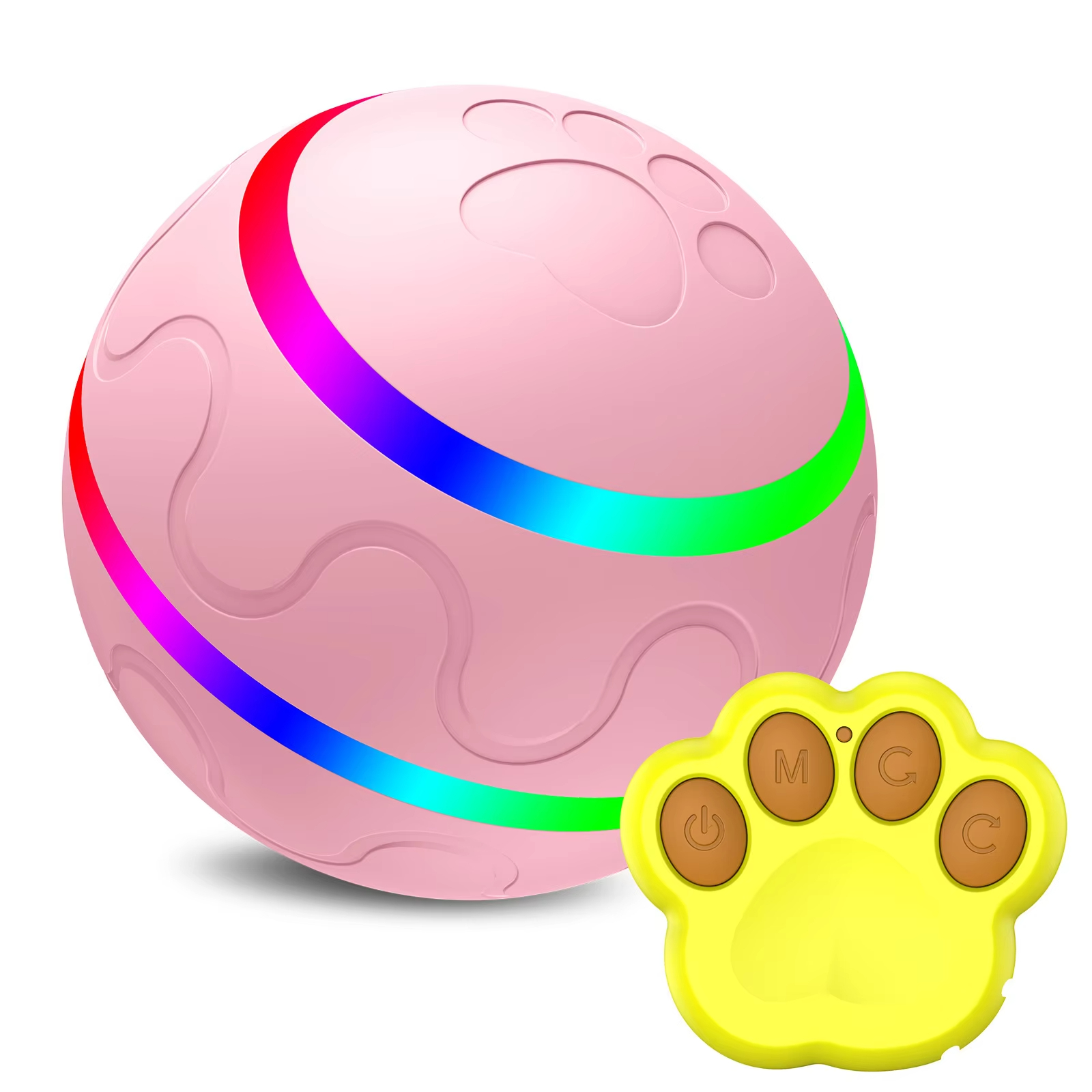 Pelota de juguete para perros y gatos que rebota con ruedas automáticas de color rosa, control remoto sostenible opcional multicolor 1