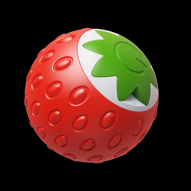 Juguetes interactivos rojos con forma de fresa, juguetes de hierba gatera automovibles, pelota eléctrica para mascotas para gatos 1