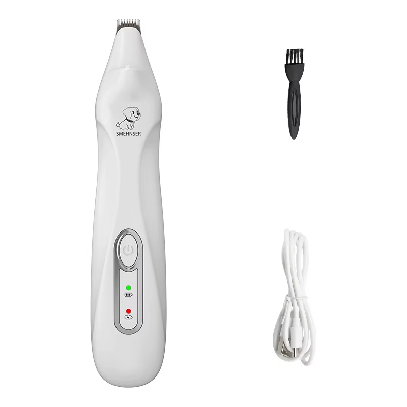 أبيض-ميني USB قابلة للشحن الحيوانات الأليفة القط الكلب باو الفراء المتقلب Led الكلب باو الشعر المتقلب أدوات للعناية بالقطط الكلب باو 1