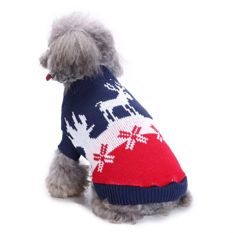 Blauw-op maat gemaakte gebreide gestreepte coltrui Designer grote hond geruite print trui 1