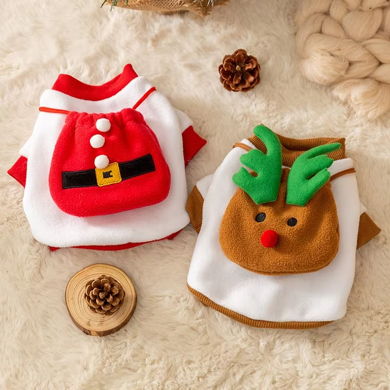 Red-Christmas Dog Costume Pet Clothes for Dogs Cats Coat Autumn Winter Warm Pets Clothing Dressing up 1