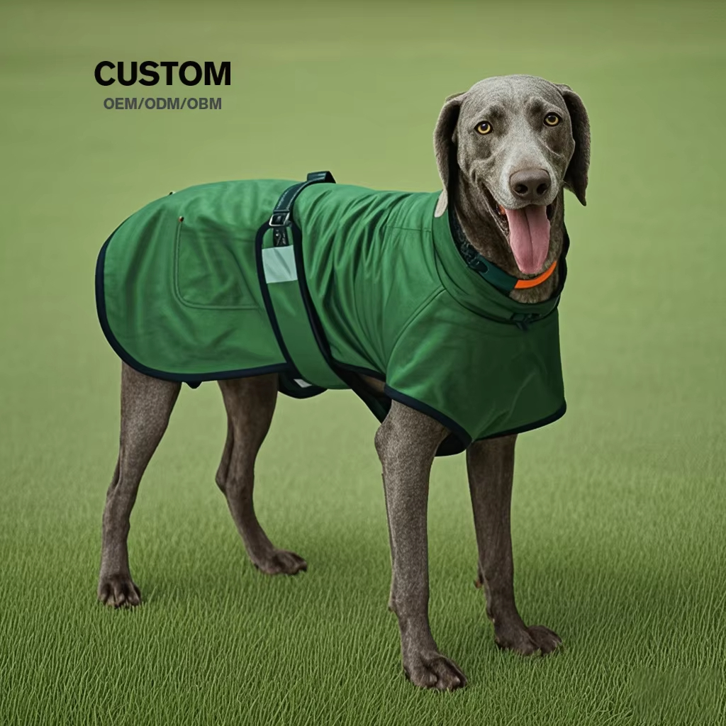Army Green-Outdoor Windproof Dog Coat Waterproof Cold Weather Dog Jackets Pet Clothes With Harness Hole 1