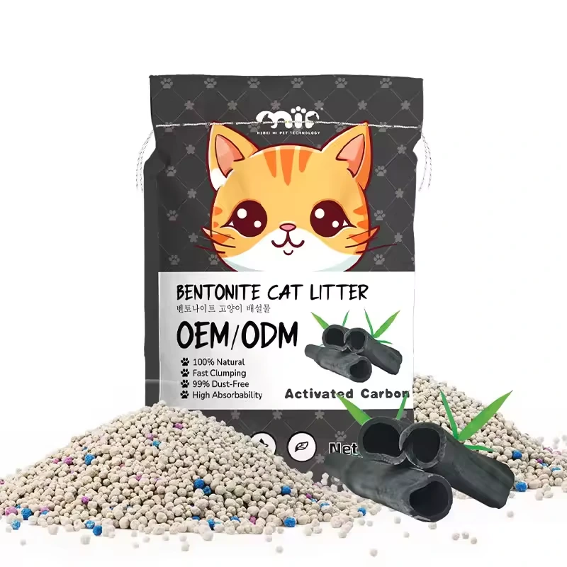 Aangepaste fabriek directe kleurkorrel 100% natuurlijke minerale hoge absorptievermogen stofvrije bulk balvormige bentoniet kattenbakvulling 1