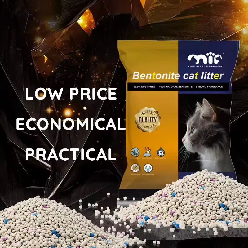 Custom Factory Colour Granule 100% Natural Mineral High Absorbency Dust Free Arena Para Gatos Ball Shaped Bentonite Cat Litter 1