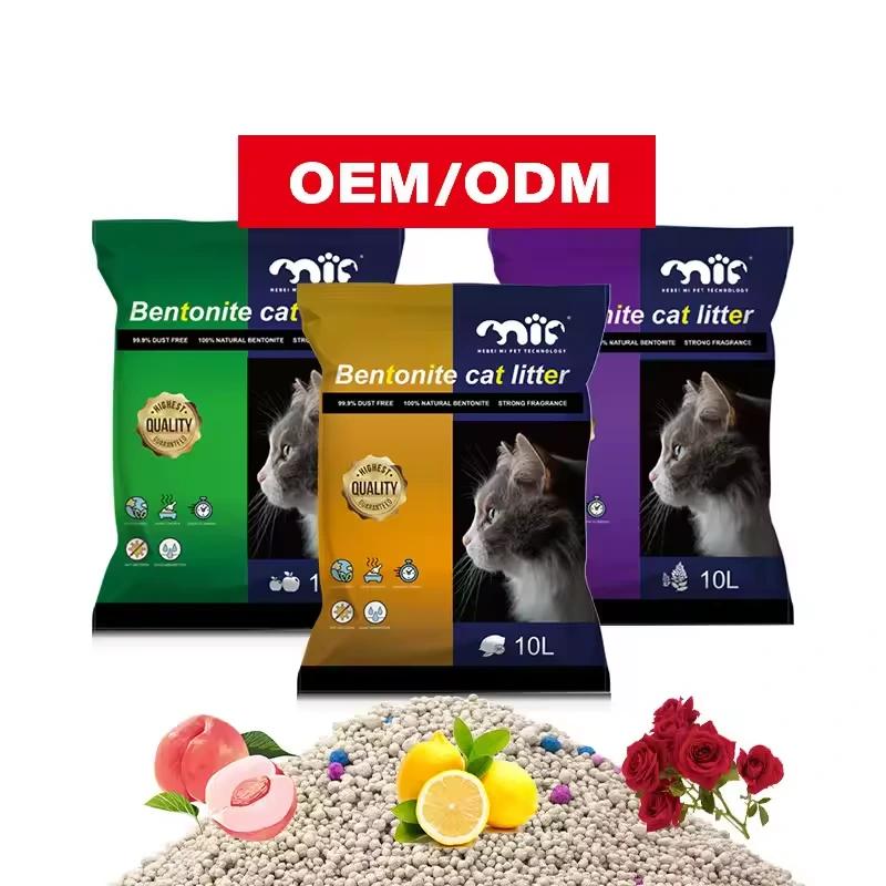 Aangepaste fabriek groothandel kleurkorrel 100% natuurlijk mineraal hoog absorptievermogen stofvrij Kitty balvormig bentoniet kattenbakvulling 1