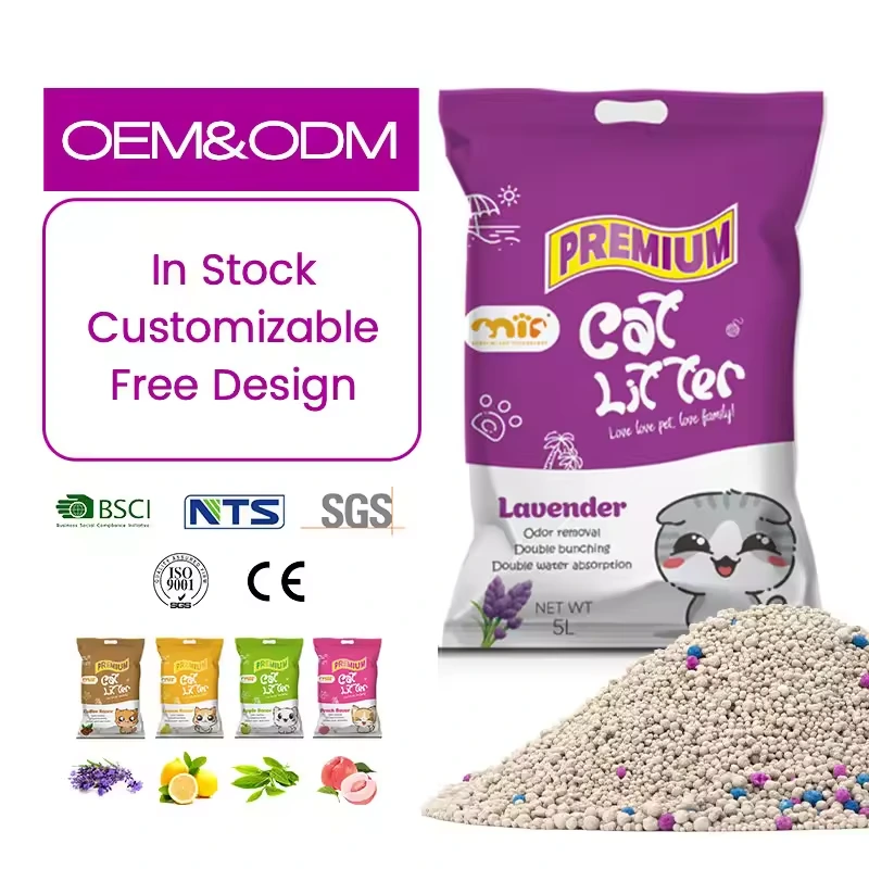 ODM/OEM Fabriek Groothandel Kleurkorrel 100% Natuurlijk Mineraal Hoog Absorptievermogen Stofvrij Kitty Balvormig Bentoniet Kattenbakvulling 1