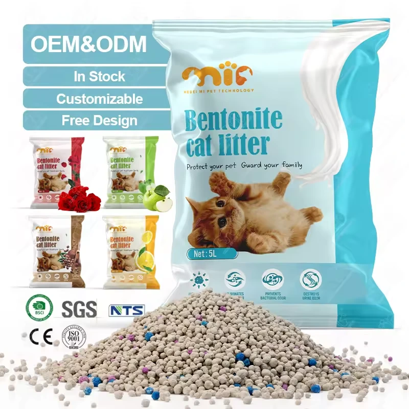 ODM/OEM Wholesale High Absorbency Odor Control Dust Free Biodegradable 100% Natural Mineral Clumping Bentonite Cat Litter 1