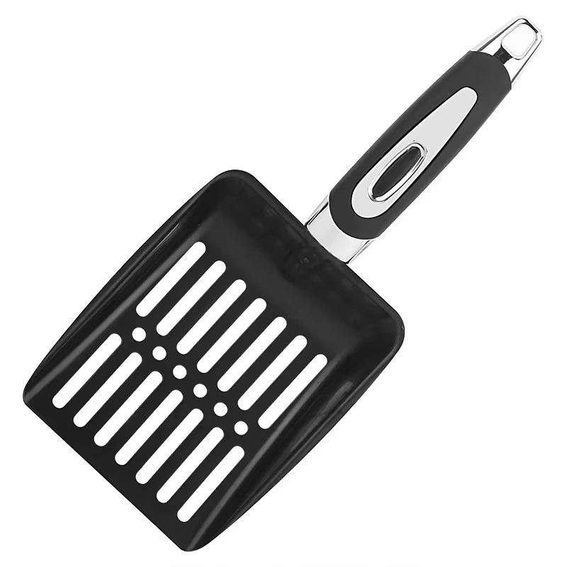 wholesale black stainless steel Cat Litter Scoop Metal Long Handle Litter Scooper Deep Shovel for Cat Kitten Litter Box Cleaning Tool Pet Supplies 1