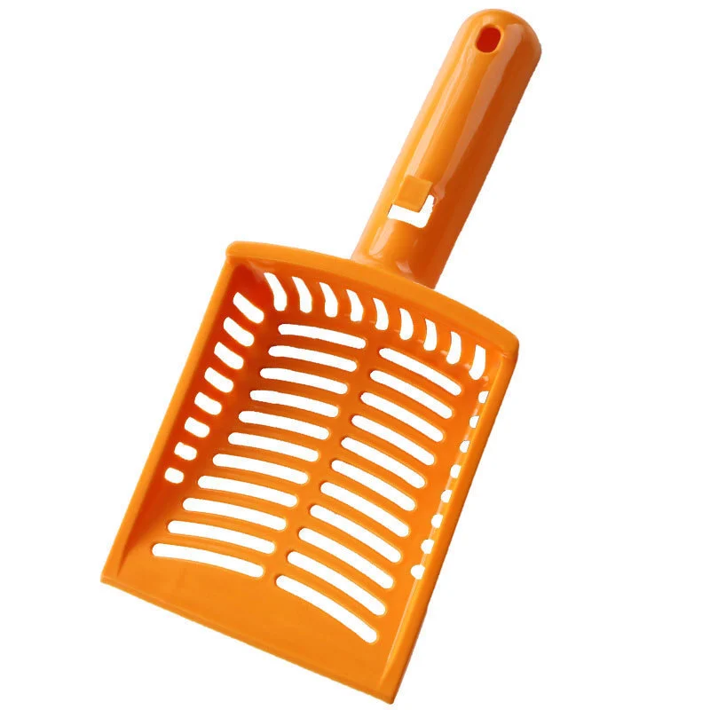 Venta al por mayor, pala para arena para gatos, limpieza de plástico duradero, color naranja, inodoro para gatos, mascotas, pala para arena para gatos 1