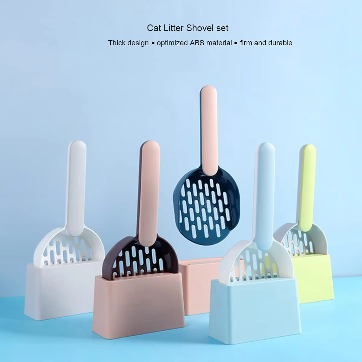 Factory Wholesale Custom Cat Litter Scoop with Holder Sifter with Deep Shovel Easy to Clean Cat Litter Box Cleaner Scoop 1