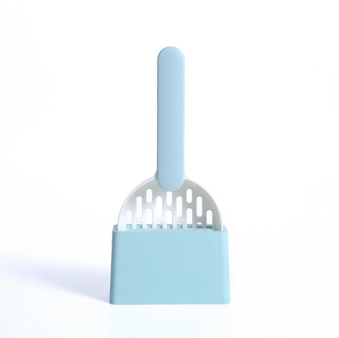 Pala para arena para gatos azul personalizada, venta al por mayor de fábrica, con tamiz de soporte con pala profunda, pala limpiadora para caja de arena para gatos fácil de limpiar 1