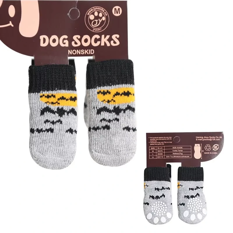 wholesale Puppy Dog Shoes Soft Breathable Pet Knits Socks Anti-Slip Skid Design Cute Dachshund Cartoon Print Cats Christmas Style-4 1