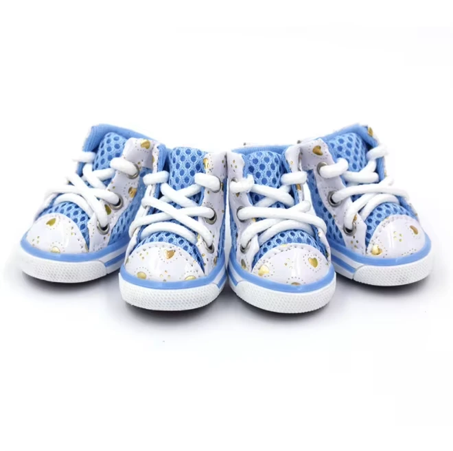 wholesale Pet Shoes Summer Casual Breathable Mesh Dog Shoes Teddy Small Dogs Shoes blue 1