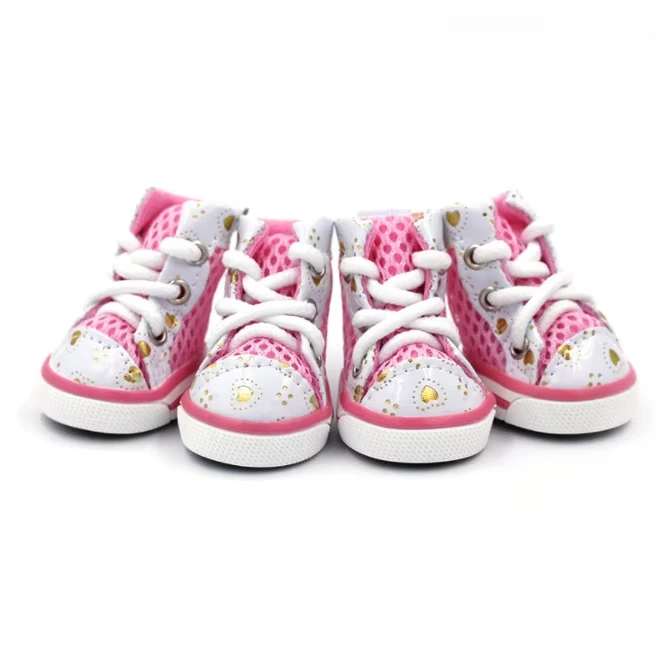 wholesale Pet Shoes Summer Casual Breathable Mesh Dog Shoes Teddy Small Dogs Shoes pink 1