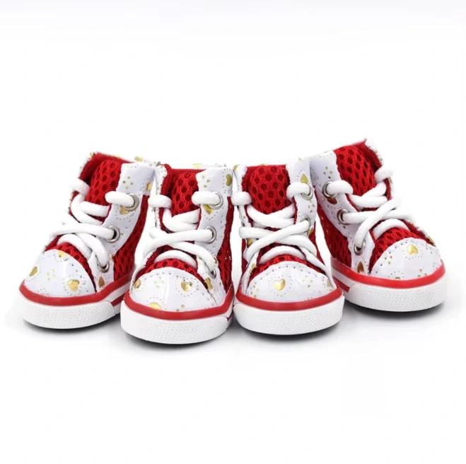 groothandel Dierenschoenen Zomer Casual Ademend Mesh Hondenschoenen Teddy Kleine Hondenschoenen rood 1