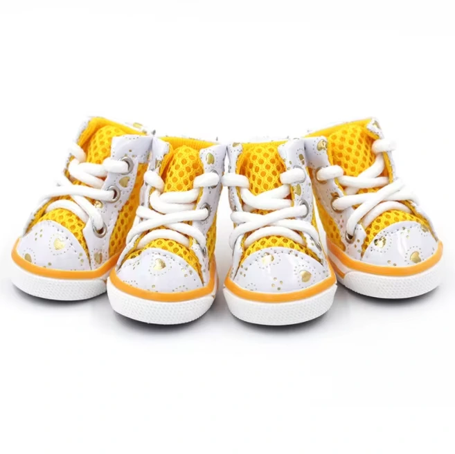 wholesale Pet Shoes Summer Casual Breathable Mesh Dog Shoes Teddy Small Dogs Shoes yellow 1