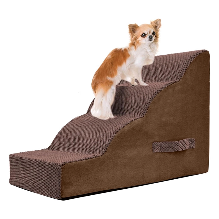 wholesale Escaleras modernas para perros para mascotas Espuma de alta densidad Antideslizante Equilibrada Escaleras para perros pequeños y grandes para perros pequeños-marrón 1