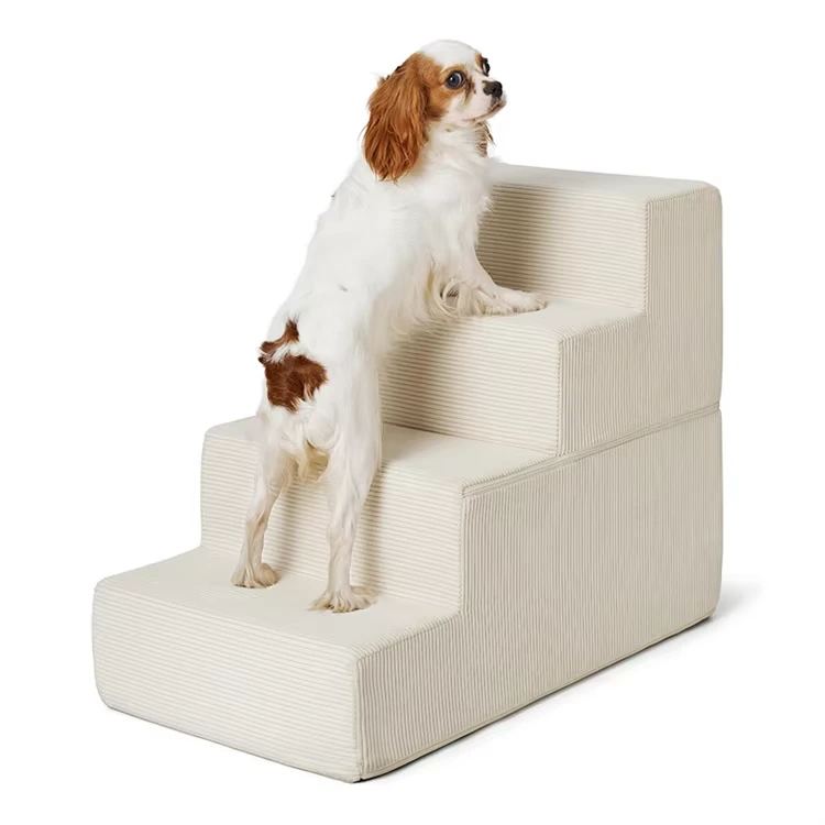oem/odm High Density Foam Folded Pet Steps Non-Slip Bottom Pet Stairs for Couch and Bed Dog Stairs for Small Dogs-white 1