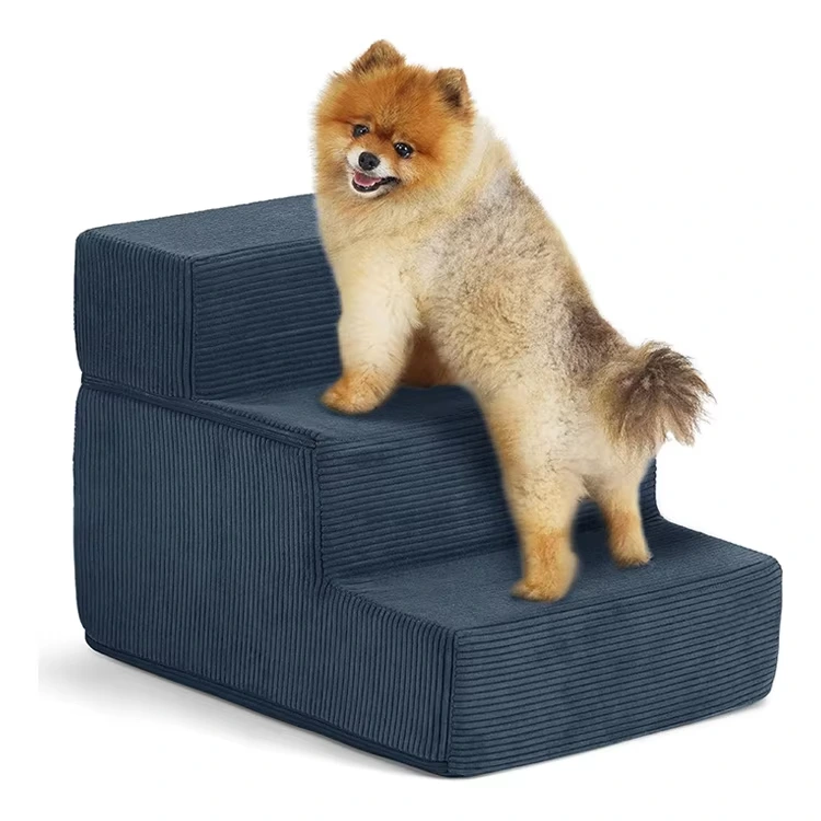 oem/odm High Density Foam Folded Pet Steps Non-Slip Bottom Pet Stairs for Couch and Bed Dog Stairs for Small Dogs-blue 1