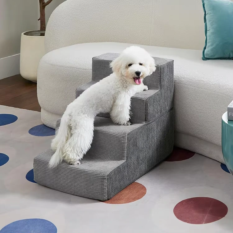 oem/odm High Density Foam Folded Pet Steps Non-Slip Bottom Pet Stairs for Couch and Bed Dog Stairs for Small Dogs-grey 1