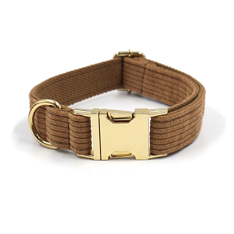 Nuevo Collar de perro con hebilla de Metal mejorado, Collar de perro separable ajustable de pana para perros pequeños, marrón 1