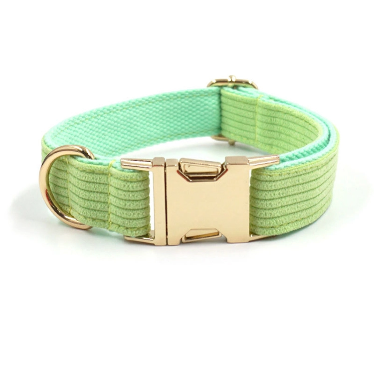 New Upgraded Metal Buckle Dog Collar Corduroy Adjustable Breakaway Dog Collar for Small Dogs-green1 1