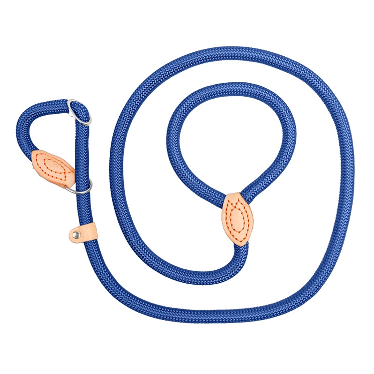 Correa de perro de nailon fuerte personalizada, venta al por mayor, seguridad para caminar y acampar, mango cómodo, correa duradera de cuerda para perro, color azul 1