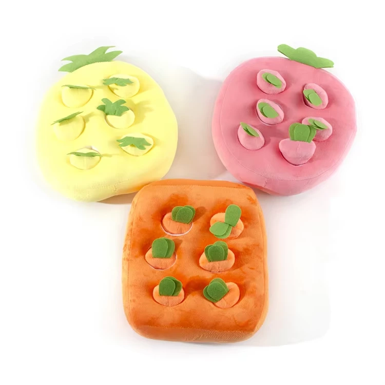 wholesale  Interactive Dogs Sniffing Mat Carrot Pineapple Strawberry Puzzle Chew Toy Dog Food Snuffle Mat 1