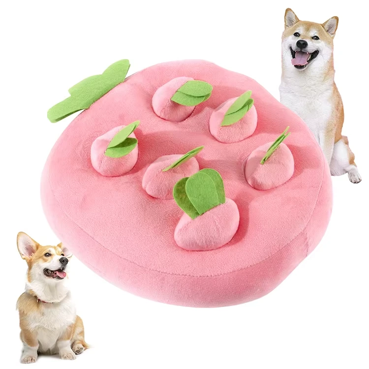 wholesale  Interactive Dogs Sniffing Mat Carrot Pineapple Strawberry Puzzle Chew Toy Dog Food Snuffle Mat-Strawberry  style 1