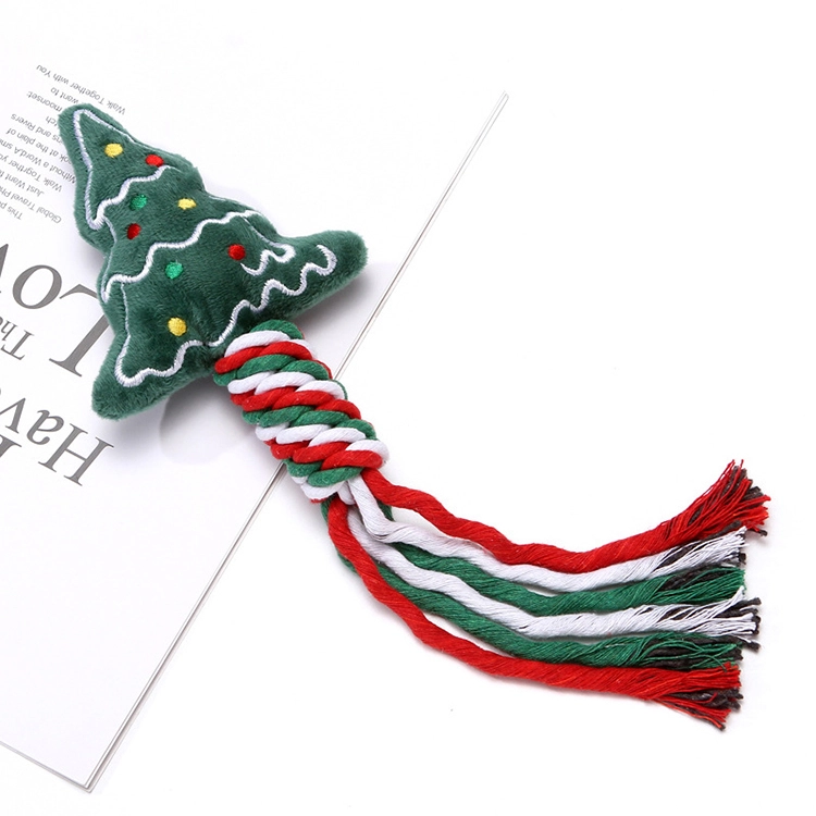 Eco Friendly Xmas Dog Toy Plush Rope Ball Chew Training Indestructible Funny Christmas Dog Ball Toy-3 1