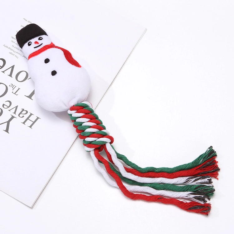 Eco Friendly Xmas Dog Toy Plush Rope Ball Chew Training Indestructible Funny Christmas Dog Ball Toy-2 1