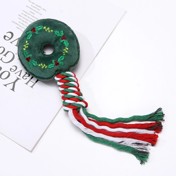 Eco Friendly Xmas Dog Toy Plush Rope Ball Chew Training Indestructible Funny Christmas Dog Ball Toy-4 1