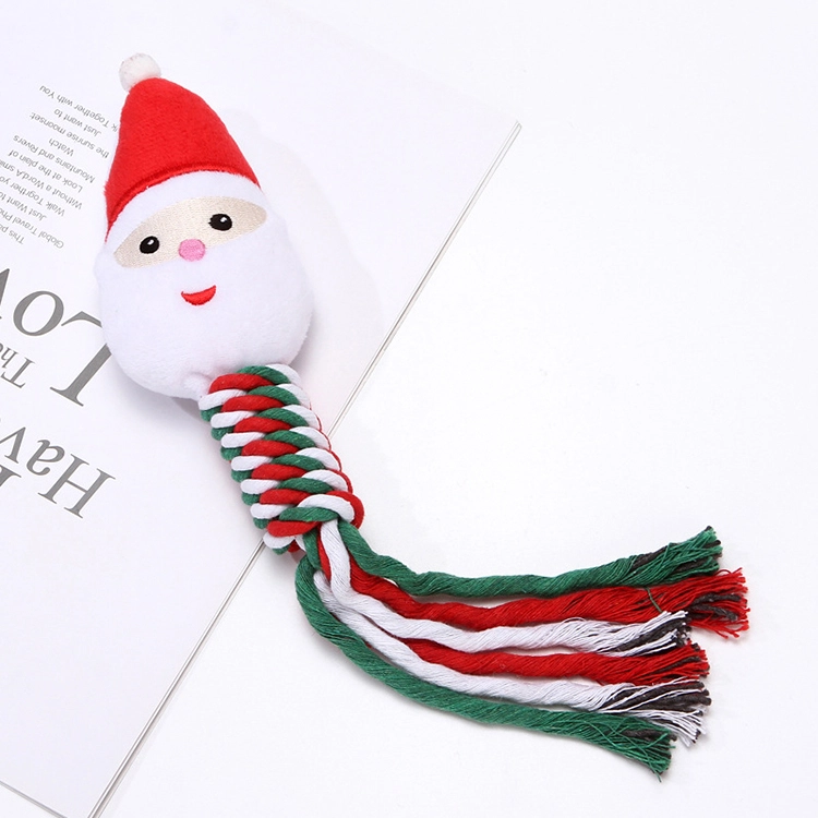Eco Friendly Xmas Dog Toy Plush Rope Ball Chew Training Indestructible Funny Christmas Dog Ball Toy-1 1