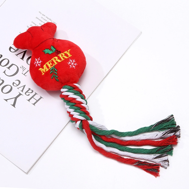Eco Friendly Xmas Dog Toy Plush Rope Ball Chew Training Indestructible Funny Christmas Dog Ball Toy-6 1
