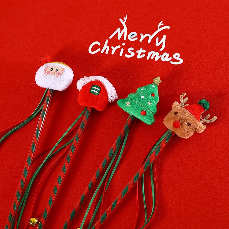 Hot Sale 2024 Christmas Cat Toys, Interactive Pet Cat Teaser Stick, Plush Cat Wand Toy for Cats Playing 1