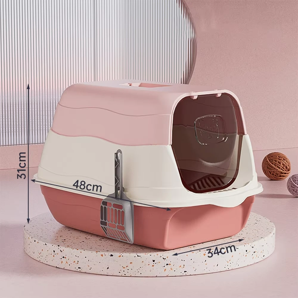 Groothandel plastic grote kattenbak met schep Grote ruimte bronfabrikanten-roze 1