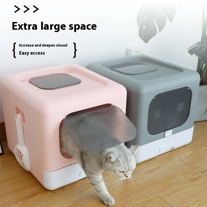 Hete verkopende grote opvouwbare kattenbak, volledig gesloten anti-splash PP toiletreinigingsproducten, geurverdrijvende filterkittens 1