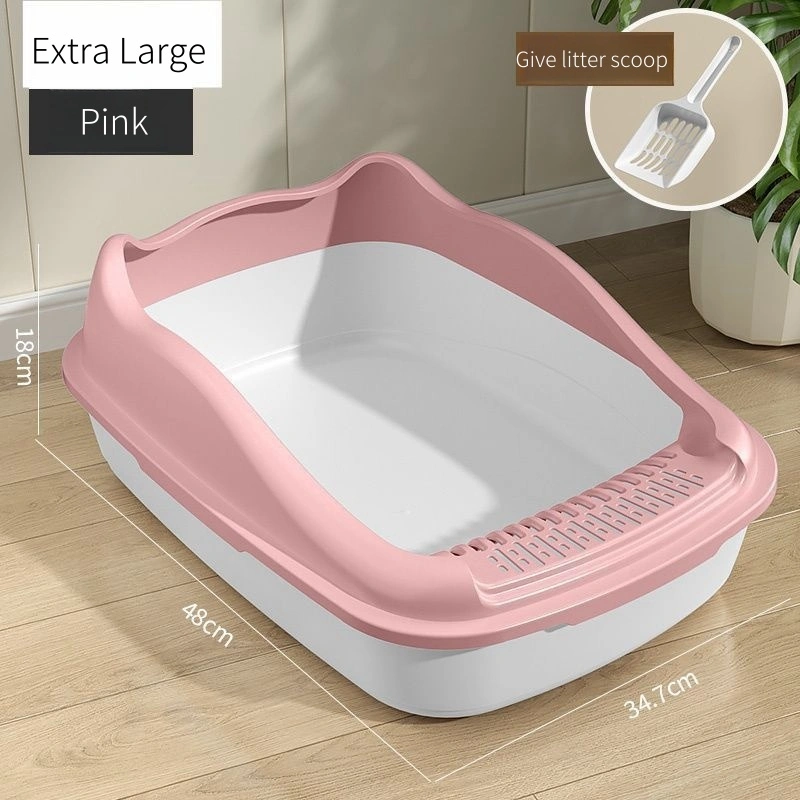 Wholesale Large Space Cat Litter Box Thickened Material Multi-Color Cat Litter Box-pink 1