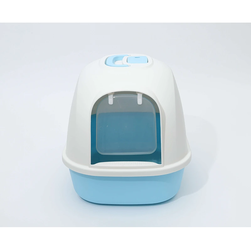 Groothandel huisdierreiniging gesloten kattentoilet grote ruimte nieuwe plastic kattenbak-blauw 1