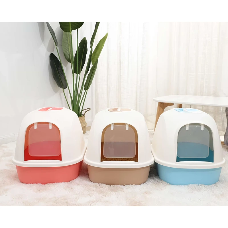 Wholesale Pet Cleaning Closed Cat Toilet Large Space New Plastic Cat Litter Box 1