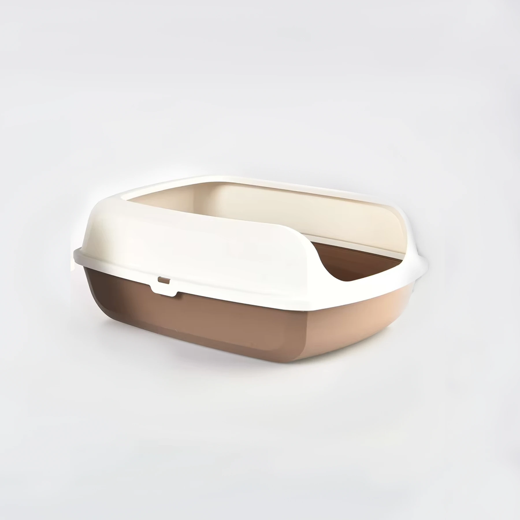 Wholesale Semi-closed High Border Soft Plastic Cleaning Litter Box Toilet For Cats-brown 1