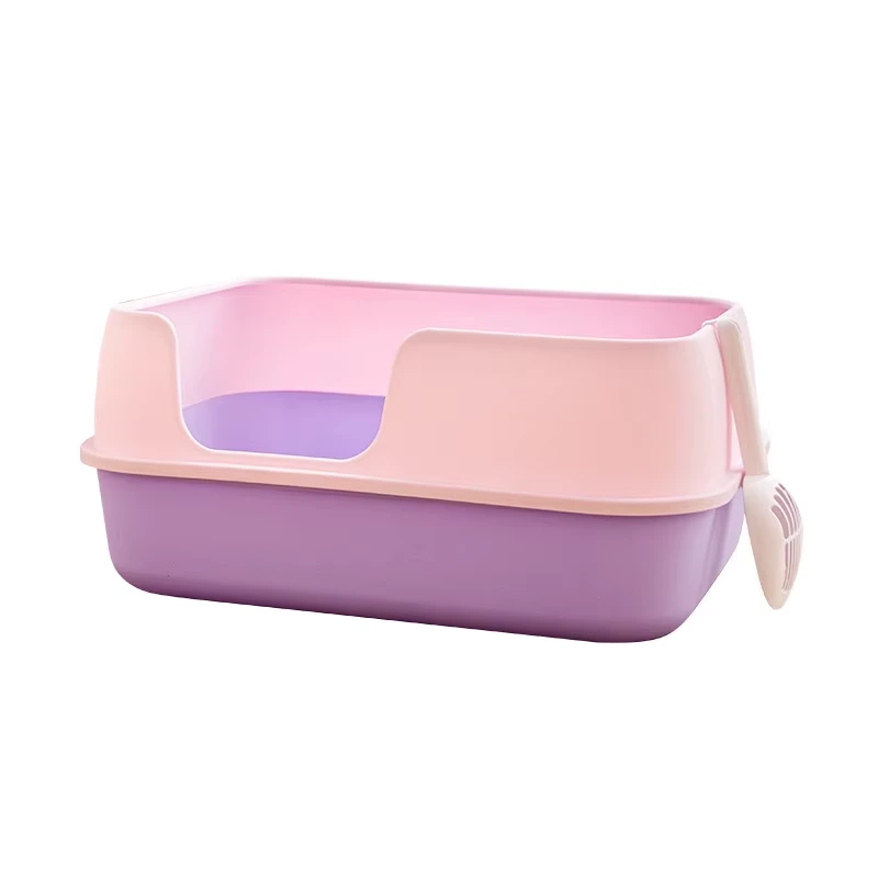 Wholesale Cat Litter Box Pet Large Space Cat Litter Box Furniture Cats Toilet with Open Top-purple 1