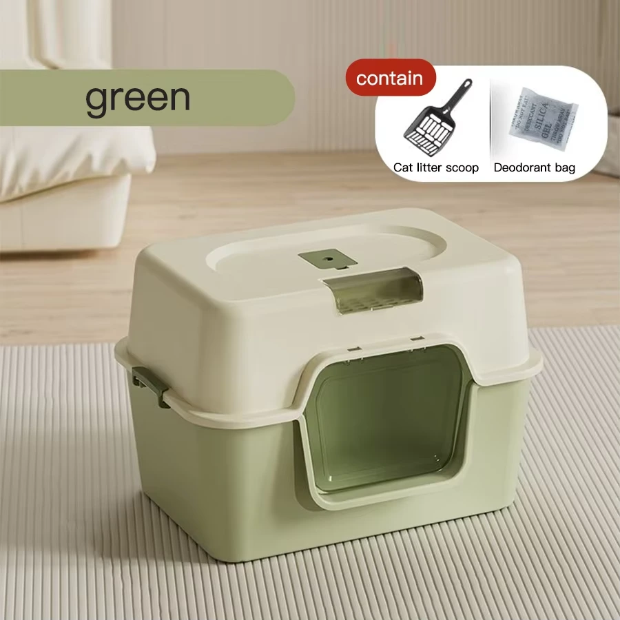 Enclosed Cat Litter Box New Large Cat Litter Box Deodorization And Sterilization Cat Toilet-green 1