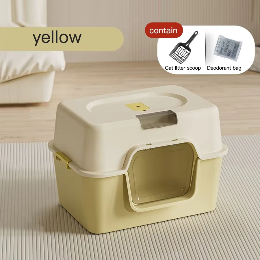 Enclosed Cat Litter Box New Large Cat Litter Box Deodorization And Sterilization Cat Toilet-yellow 1