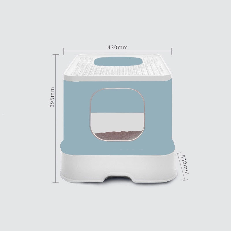 Drawer-type Rubik's Cube cat litter box to prevent entry and exit with sand design pet cleaning toilet-blue 1