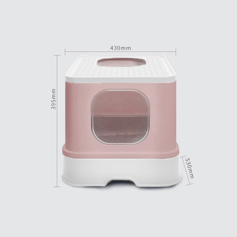 Drawer-type Rubik's Cube cat litter box to prevent entry and exit with sand design pet cleaning toilet-orange/pink 1