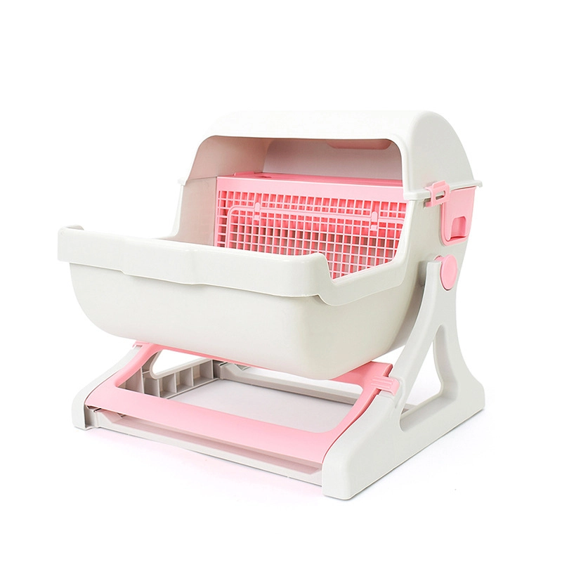 Stijlvol Open Kattentoilet Automatische Kattenbak Zelfreinigend Grote Semi-automatische Kattenbak Met Lade-roze 1