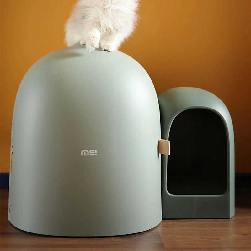 Latest New Design Foldable Cat Litter Box House Pet Furniture Cat Clean Litter Box Multi-functional Pet house-green 1
